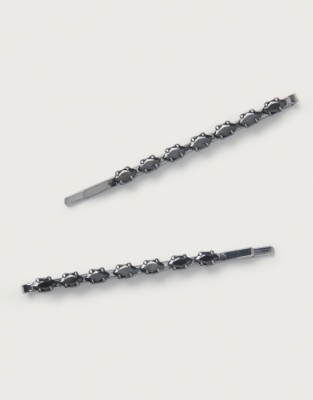 Sparkle Hair Slides – Set of 2 - Dark Silver