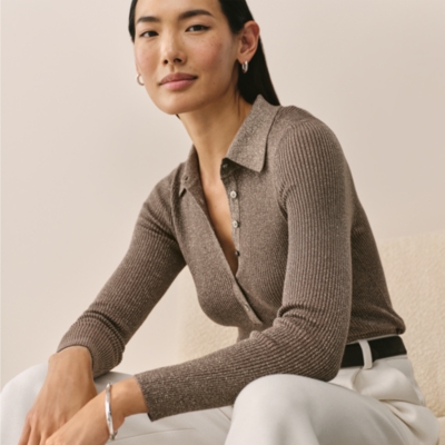 Sparkle Knitted Henley with Viscose