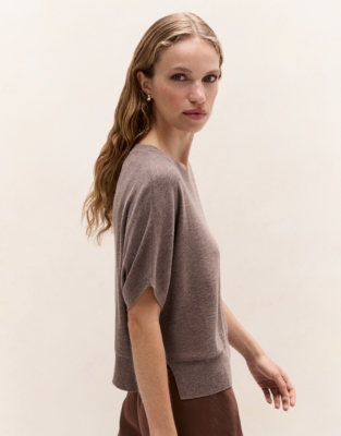 Sparkle Knitted T-Shirt with Recycled Cotton - Hot Cocoa