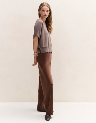 Sparkle Knitted T-Shirt with Recycled Cotton - Hot Cocoa