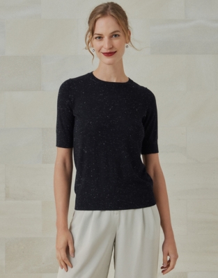 Sparkle Knitted Tee with Recycled Cotton - Black