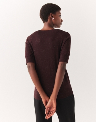 Sparkle Knitted Tee with Recycled Cotton - Blackberry