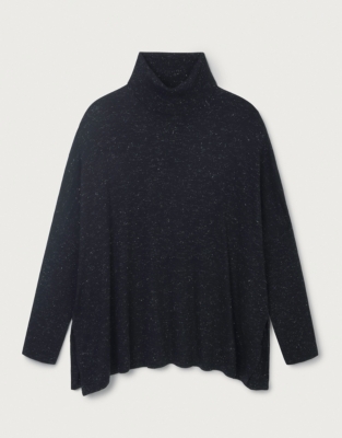 Sparkle Oversized Roll Neck Sweater - Black