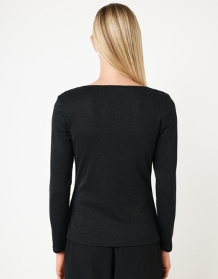 Sparkle Ribbed Jersey Square Neck Top