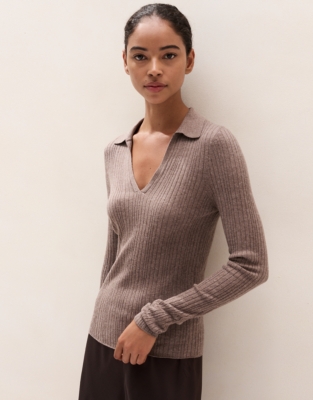 Sparkle Ribbed Knitted Polo with Recycled Cotton