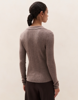 Sparkle Ribbed Knitted Polo with Recycled Cotton