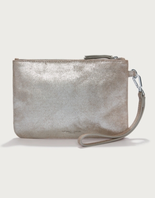 Sparkle Suede Wristlet Clutch Bag