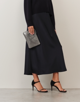 Sparkle Suede Wristlet Clutch Bag - Dark Grey