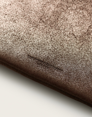 Sparkle Suede Wristlet Clutch Bag - Chocolate