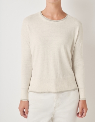 Sparkle Tipped Jumper with Recycled Cotton - Cloud Marl