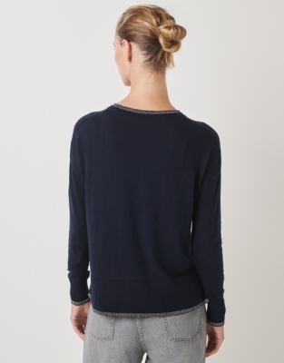 Sparkle Tipped Jumper with Recycled Cotton - Navy