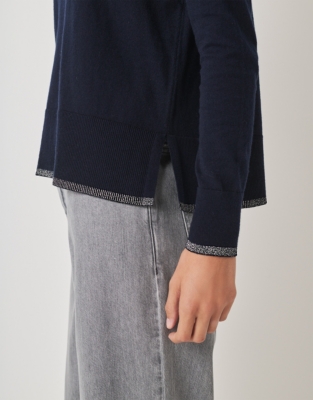 Sparkle Tipped Jumper with Recycled Cotton - Navy