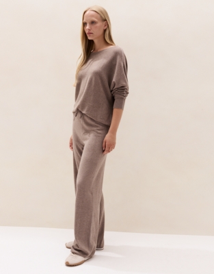 Sparkle-Trim Joggers with Cashmere