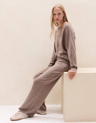 Sparkle-Trim Joggers with Cashmere