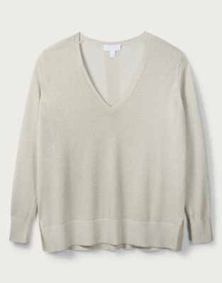 Sparkle V-Neck Jumper | Clothing Sale | The White Company UK