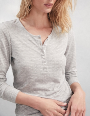 Spot Henley Pyjama Top Nightwear & Robes Sale The White Company UK