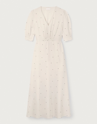 Spot Print Smocked Midi Dress | Dresses & Jumpsuits | The White Company UK