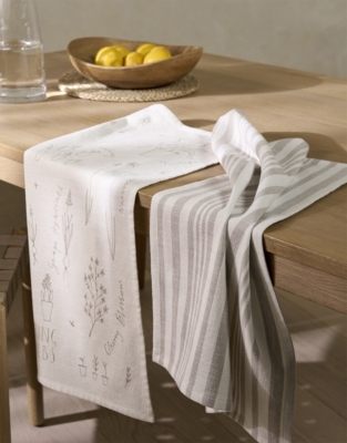 Spring Bulbs and Stripe Tea Towels – Set of 2