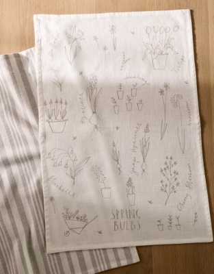 Spring Bulbs and Stripe Tea Towels – Set of 2