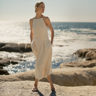 Square Neck Dress with Pleated Skirt