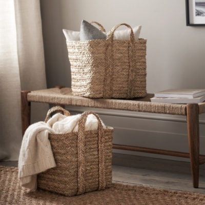 Square Seagrass Storage Baskets Medium Laundry & Storage The