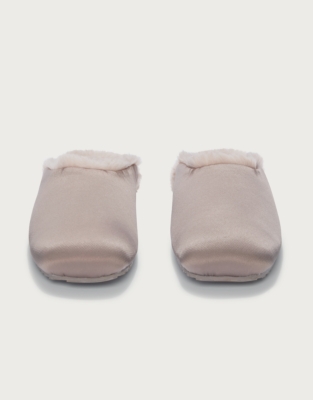 Square Toe Satin Ballet Slipper - Pale Pink