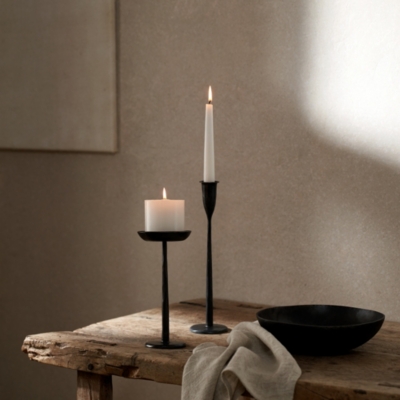 Stanton Black Pillar Candle Holder Candle Holders The White