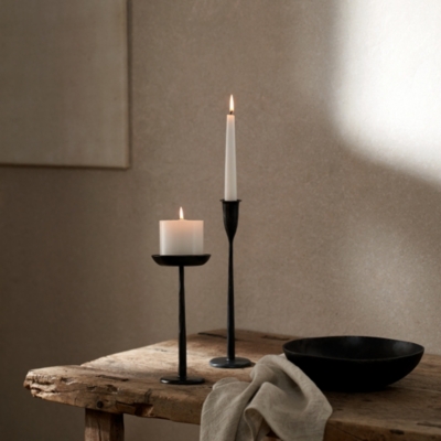 Stanton Forged Black Pillar Candle Holder