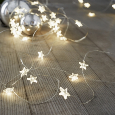 Белые гирлянды фото Star Fairy Lights - 40 Bulbs Christmas Room Decorations The White Company UK