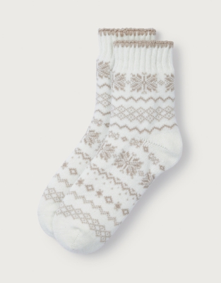 Stitch Detail Fair Isle Bed Socks