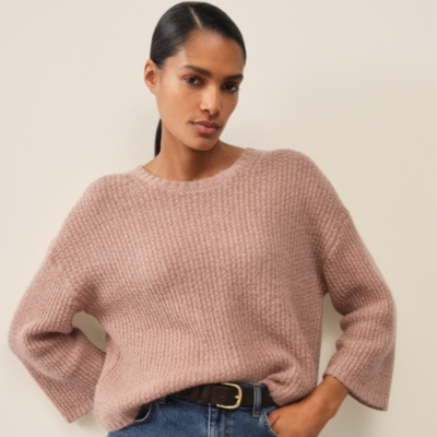 Stitch Detail Knitted Jumper with Mohair