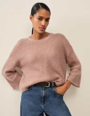 Stitch Detail Knitted Jumper with Mohair