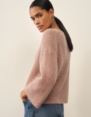 Stitch Detail Knitted Jumper with Mohair