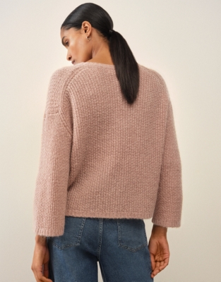 Stitch Detail Knitted Jumper with Mohair