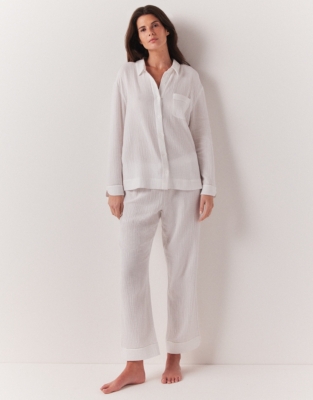 Stitch Detail Organic Double Cotton Pyjama Set