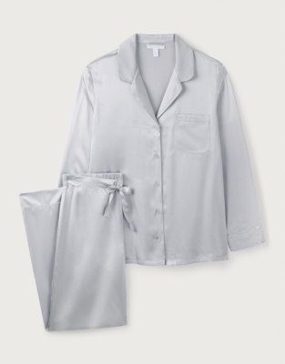 Stitch-Detail Silk Pajama Set | Silk Sleepwear | The White Company US