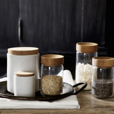 Stoneware Ceramic Small Jar with Cork Lid Home & Bath The White