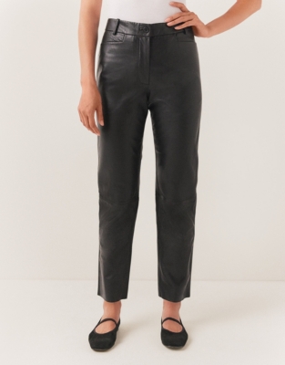 Straight Leg Leather Trousers