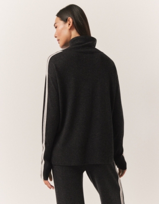 Strapping Detail Funnel Neck Sweater with Cashmere