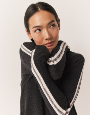 Strapping Detail Funnel Neck Sweater with Cashmere