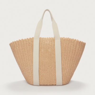 Straw Basket Webbing Strap Tote