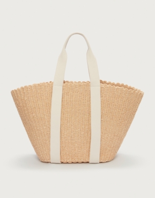 Straw Basket Webbing Strap Tote