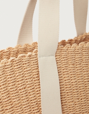 Straw Basket Webbing Strap Tote