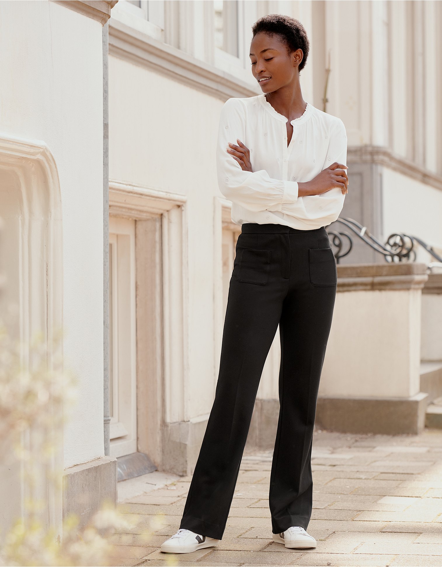 The White Company Women Clothing Pants Stretch Pants Stretch-Jersey Pocket-Detail Trousers 4 