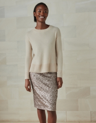 Ivory sequin shop pencil skirt