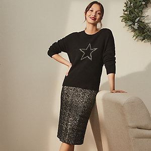 Stretch Sequin Pencil Skirt