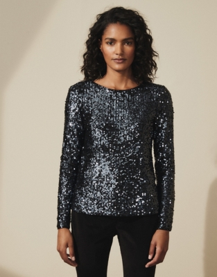 Stretch Sequin Top | The White Company UK