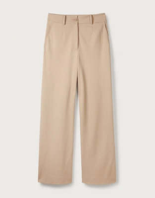 Stretch Wide-Leg Tailored Pants - Camel