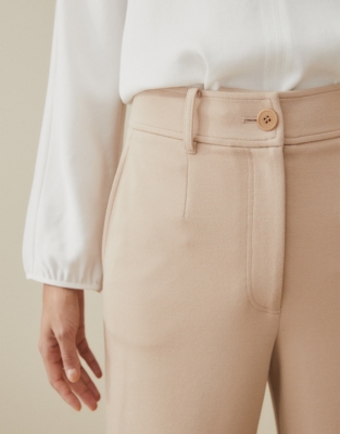 Stretch Wide-Leg Tailored Pants - Camel