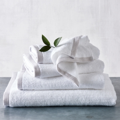 The White Company Waffle Edge Spa Towels, Silver, Size: Hand Towel